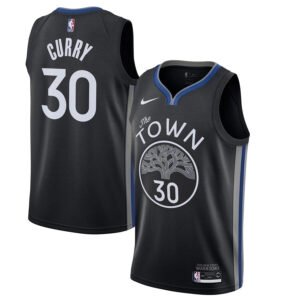 Golden State Warriors Curry 30 NBA Jersey Black The Town