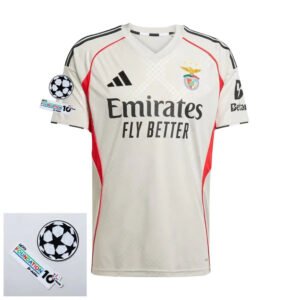 Benfica Away Fan Jersey 2025/26 Patches UCL + 10th Anniversary UEFA.